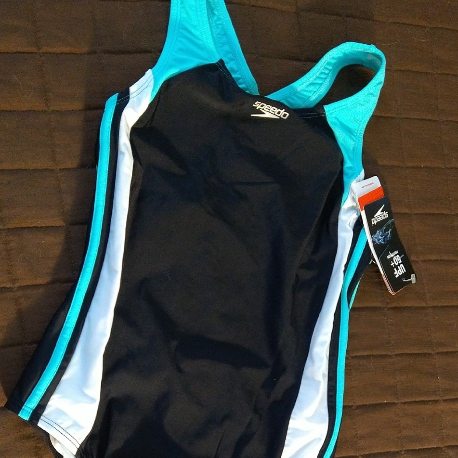 Speedo Black and Blue One Piece Swimwear Sz 14
