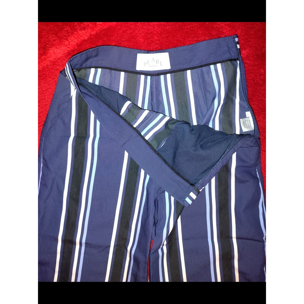 Pearl By Lela Rose Lynn Striped Wide-Leg Pants Sz 2