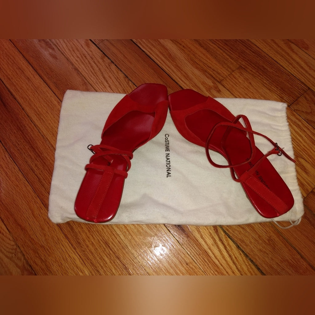 Vintage CNC Costume National Strappy Red Sandals Sz 8 NWOT