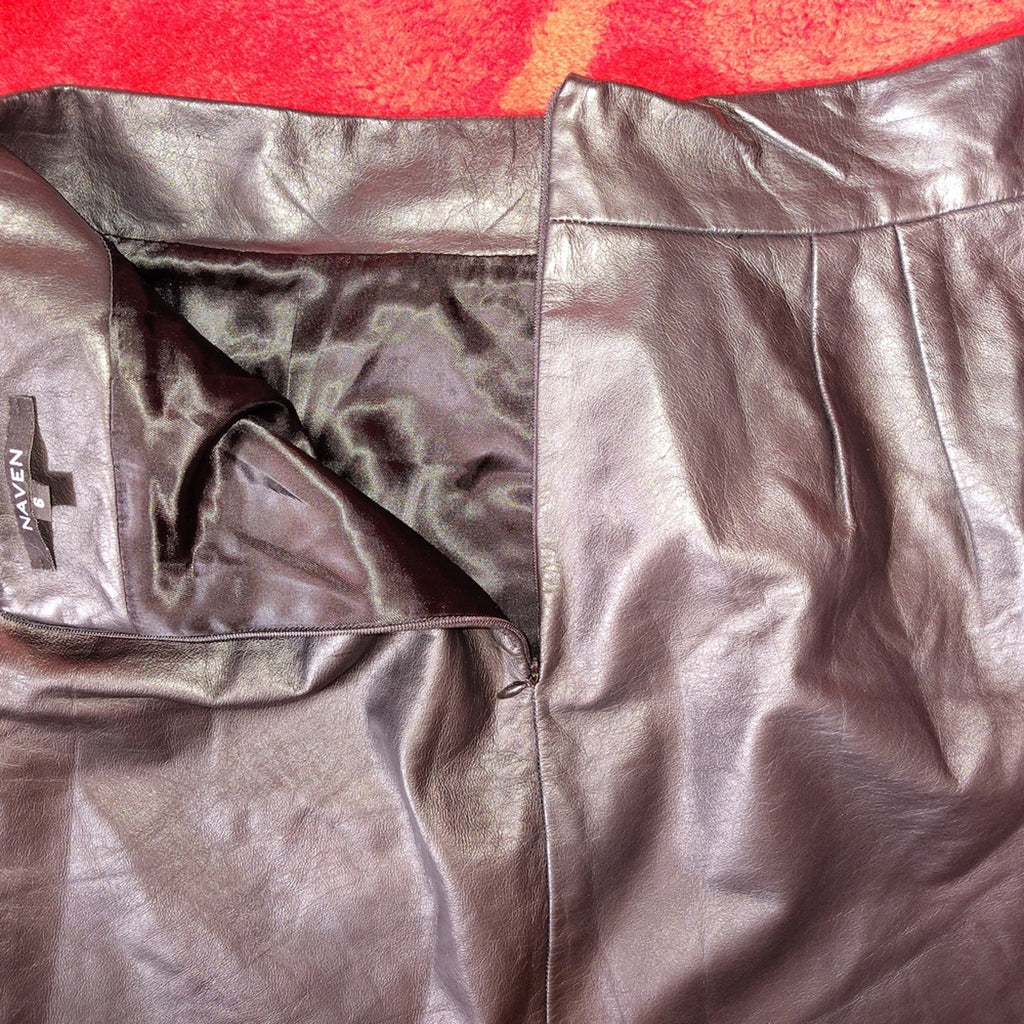 Classic Black Leather Mini Skirt Sz 6