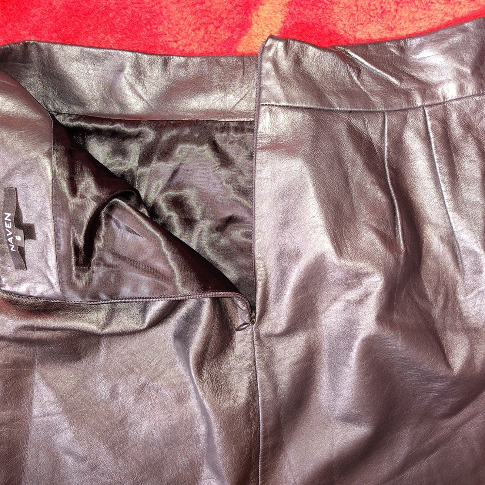 Classic Black Leather Mini Skirt Sz 6