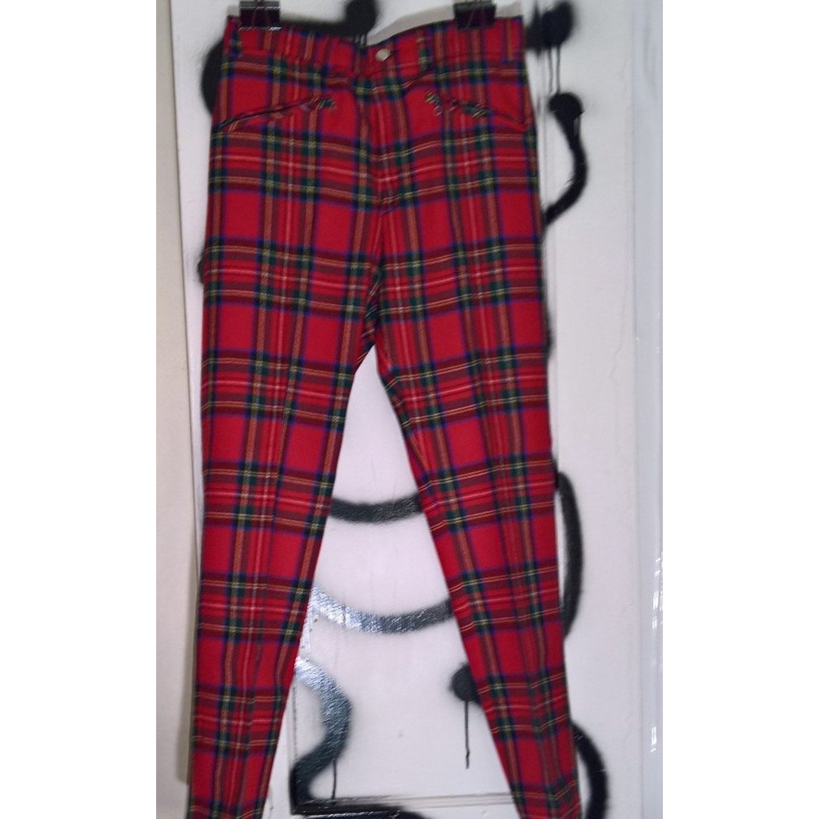Vintage RARE NYFS 1993 Red Plaid Skinny wool NWOT 32x30