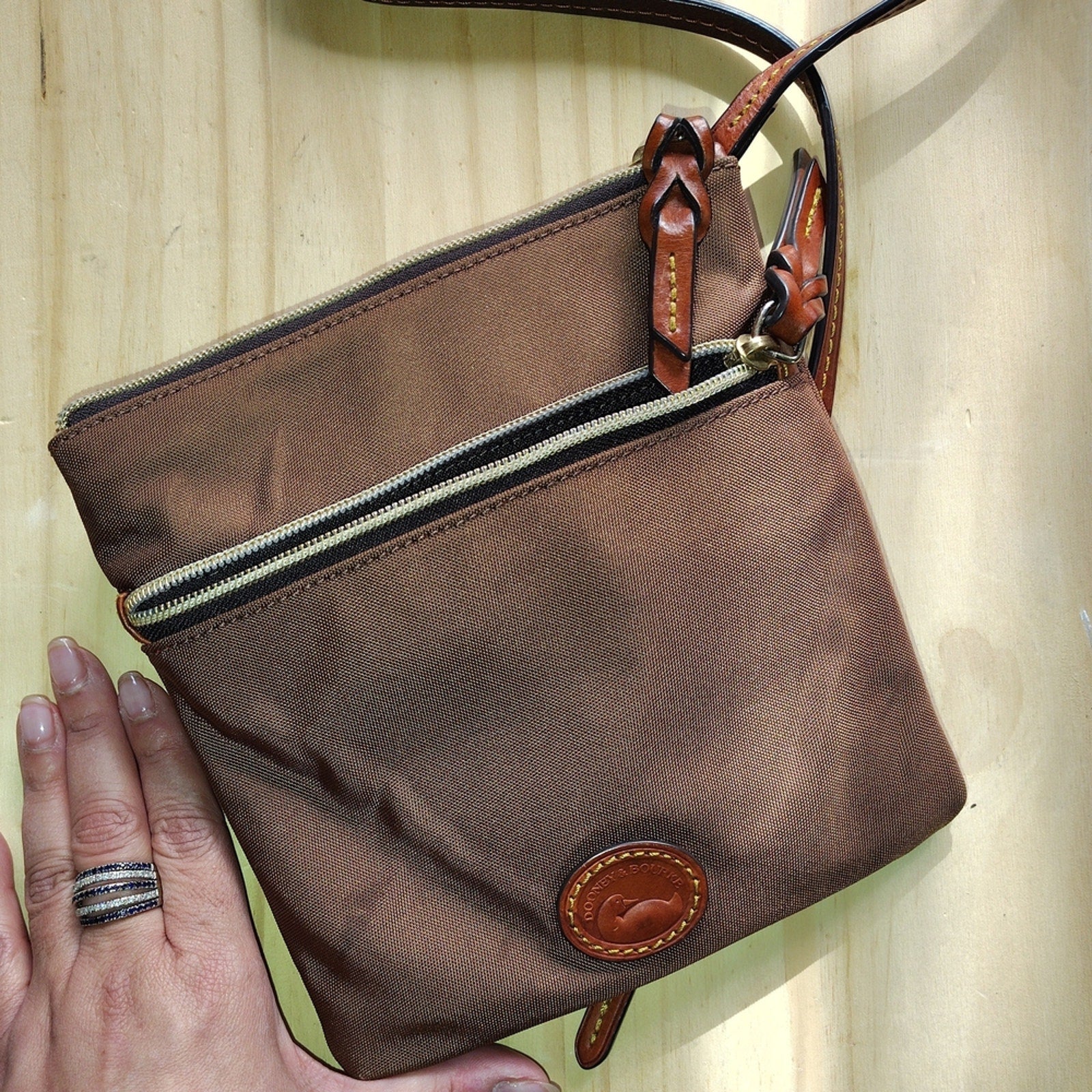 Dooney & Bourke Brown Crossbody Bag with Tan Accents