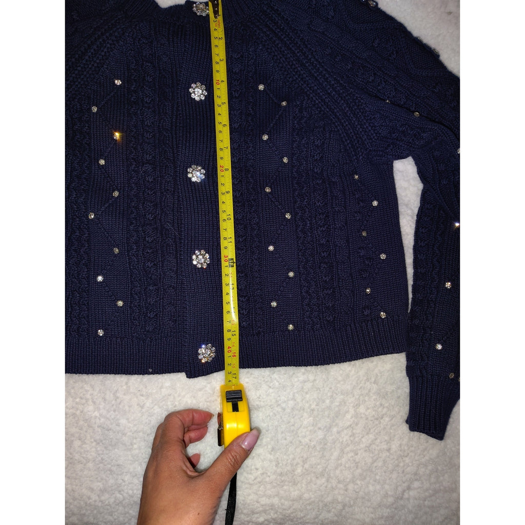 Kathie K Cableknit sweater with gorgeous rhinestone detailing!  Sz S