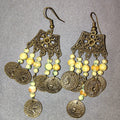 Vintage Coin Dangle Earrings with Beads