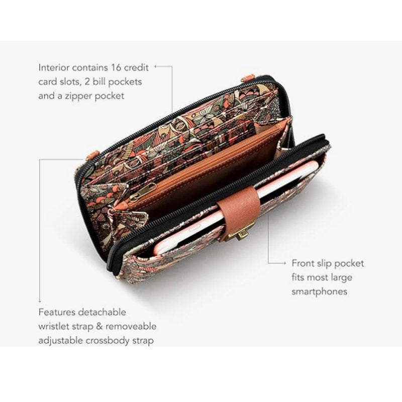 Sakroots Artists circle Lrg Smart Phone crossbody All in 1