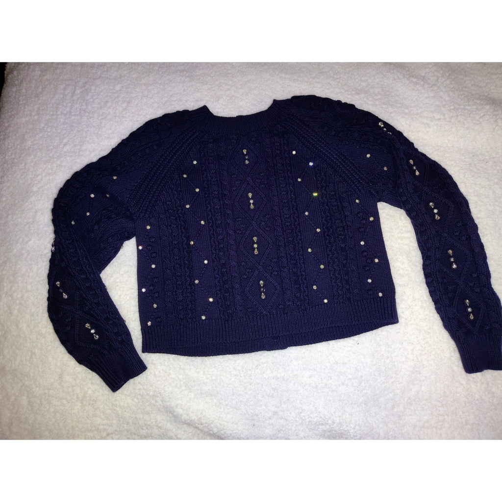 Kathie K Cableknit sweater with gorgeous rhinestone detailing!  Sz S