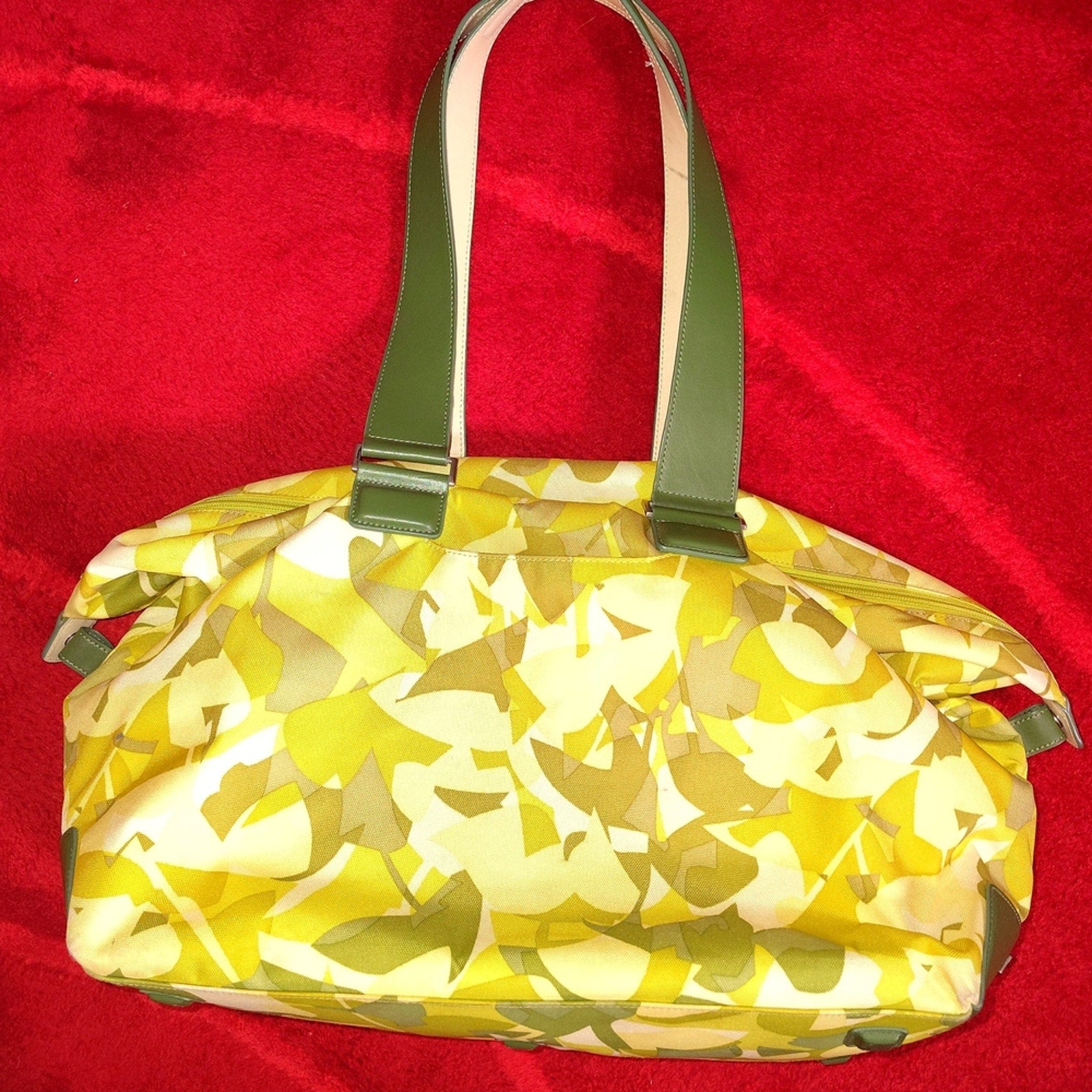 Tumi Nylon & Leather Leaf Print Weekend Duffle