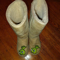 UGG Tan Winter Boots with Green Grumble Dragon Design