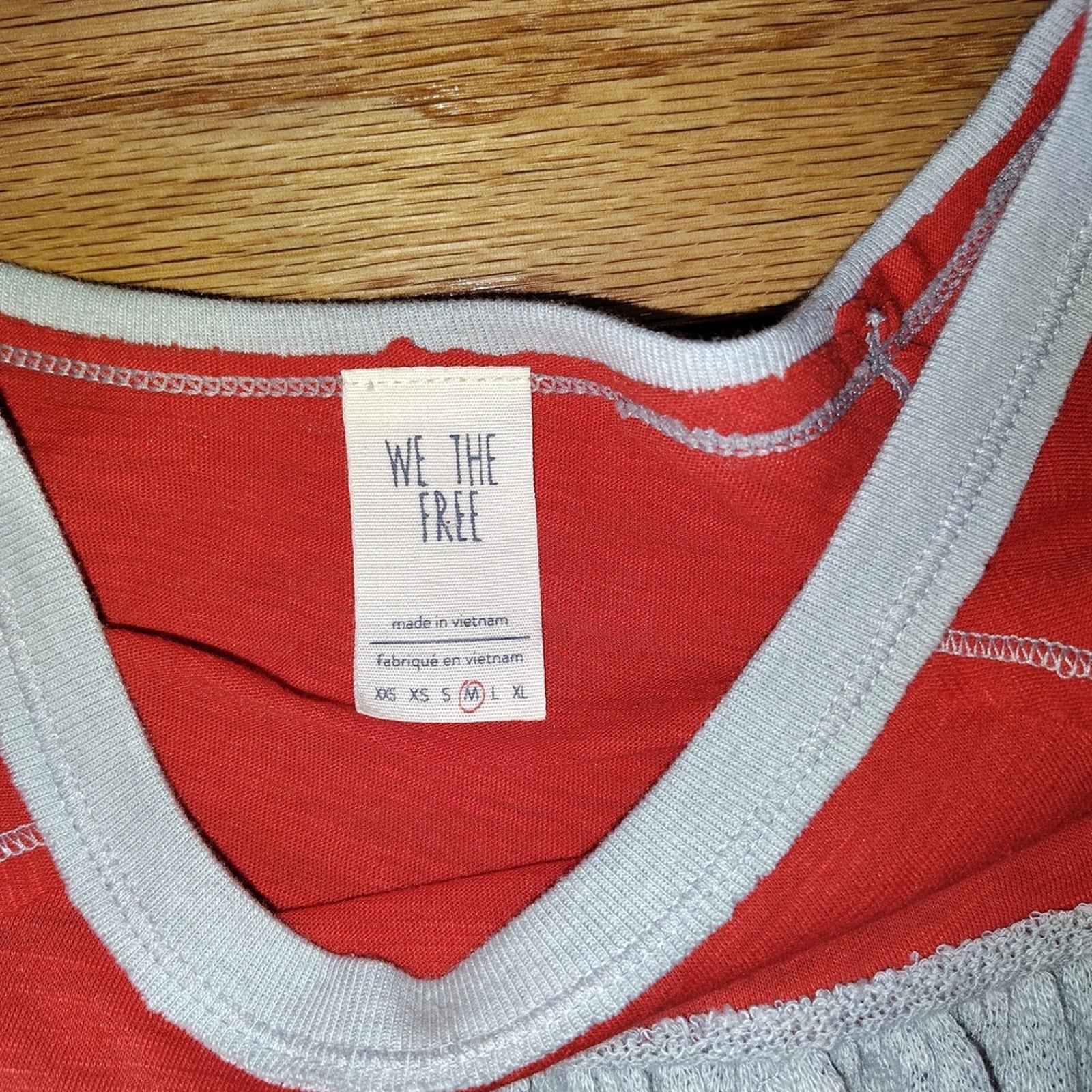 We The Free Red Top with Light Gray Trim Sz M