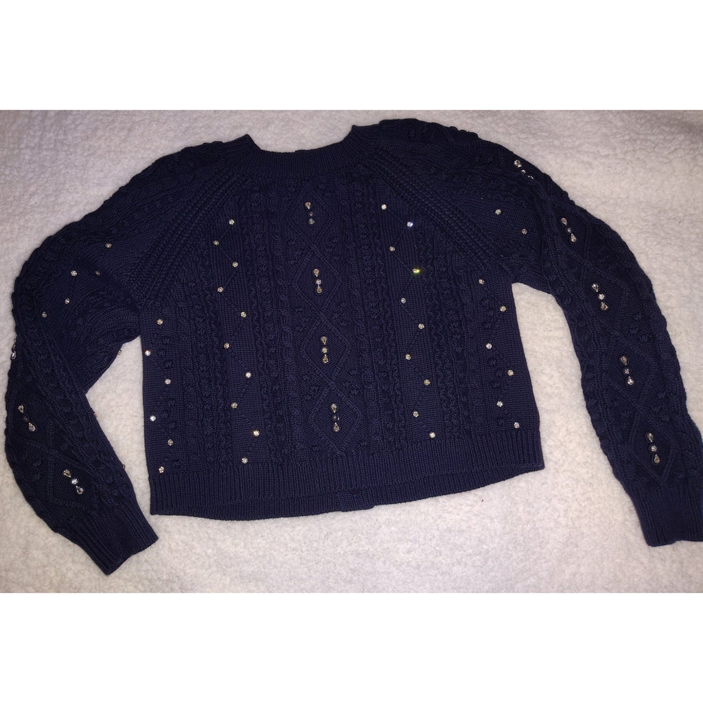 Kathie K Cableknit sweater with gorgeous rhinestone detailing!  Sz S