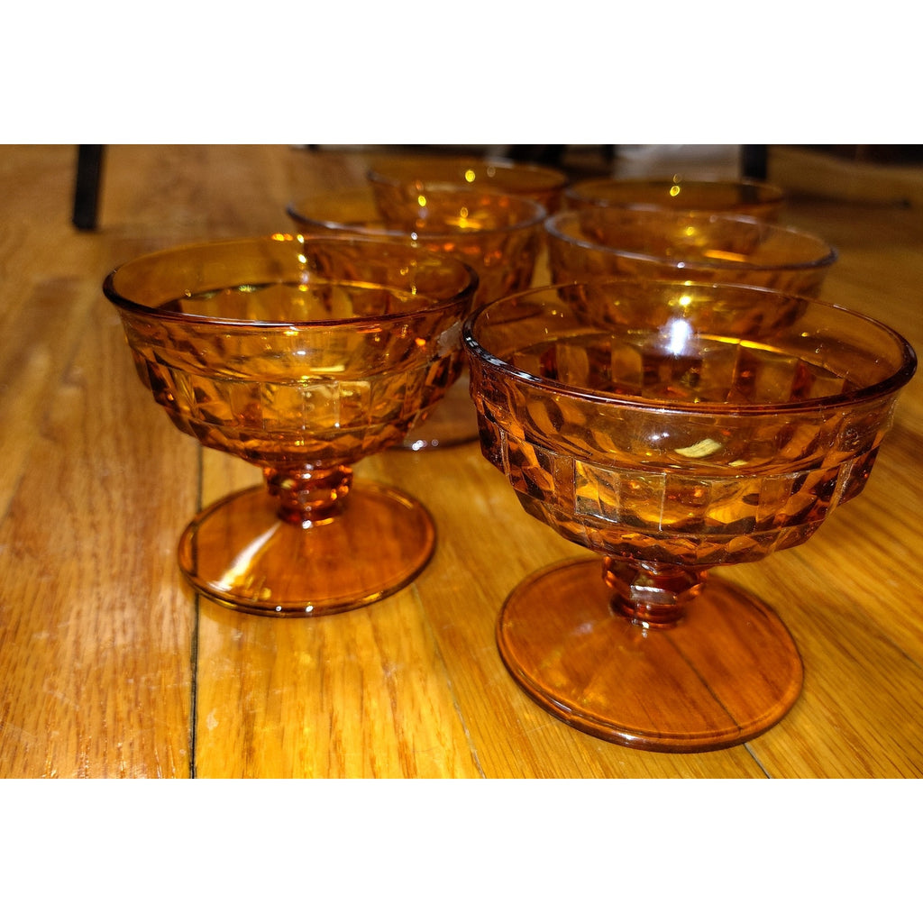 Vintage Amber Glass desert bowls 6