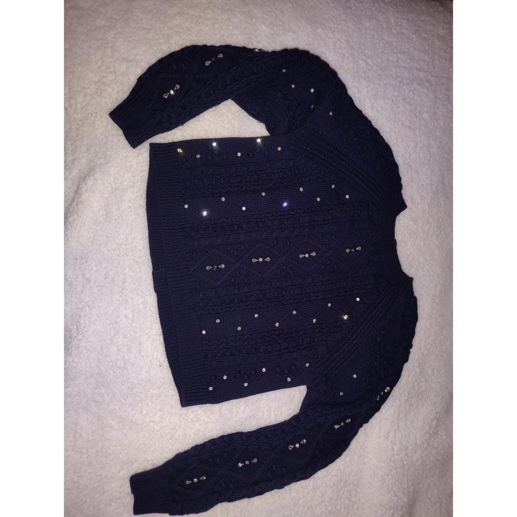 Kathie K Cableknit sweater with gorgeous rhinestone detailing!  Sz S
