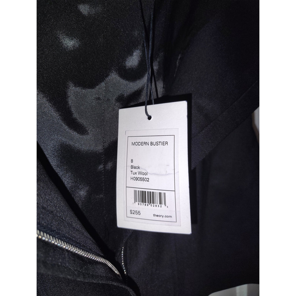 Theory Black Tuxedo Bustier Top Sz 8