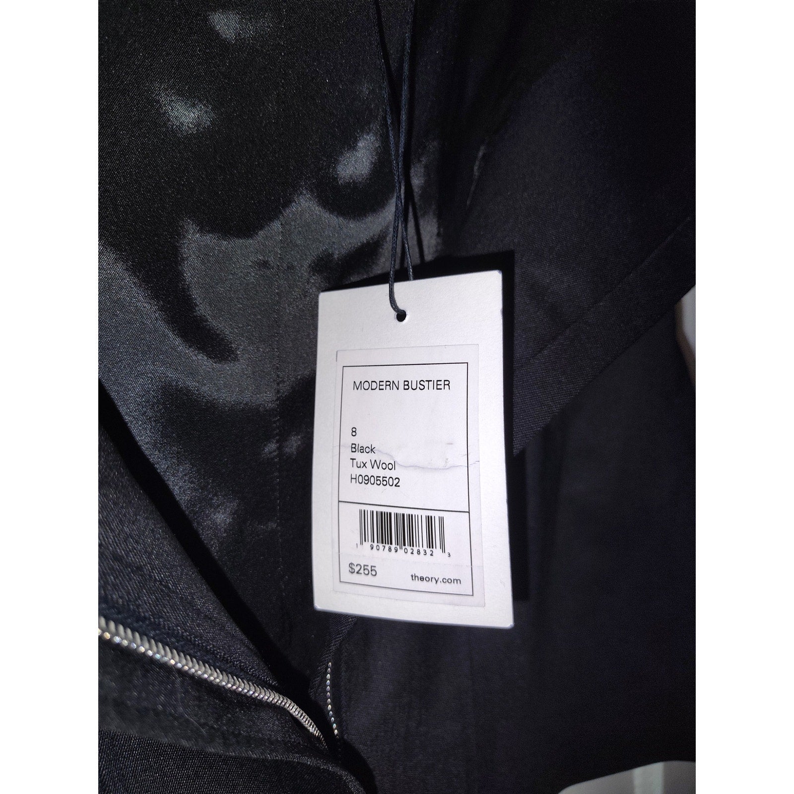 Theory Black Tuxedo Bustier Top Sz 8