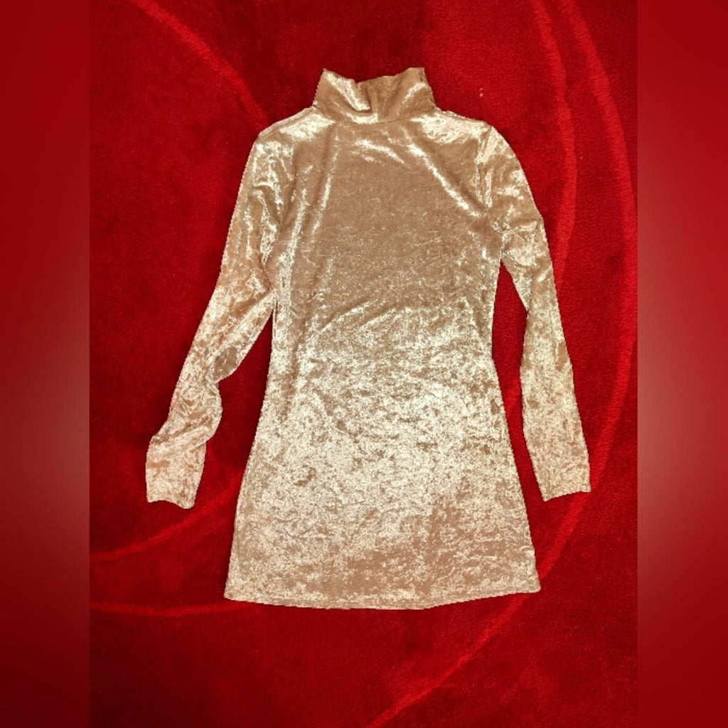 Kimchi Blue Cream Velvet Mini Turtleneck Dress M