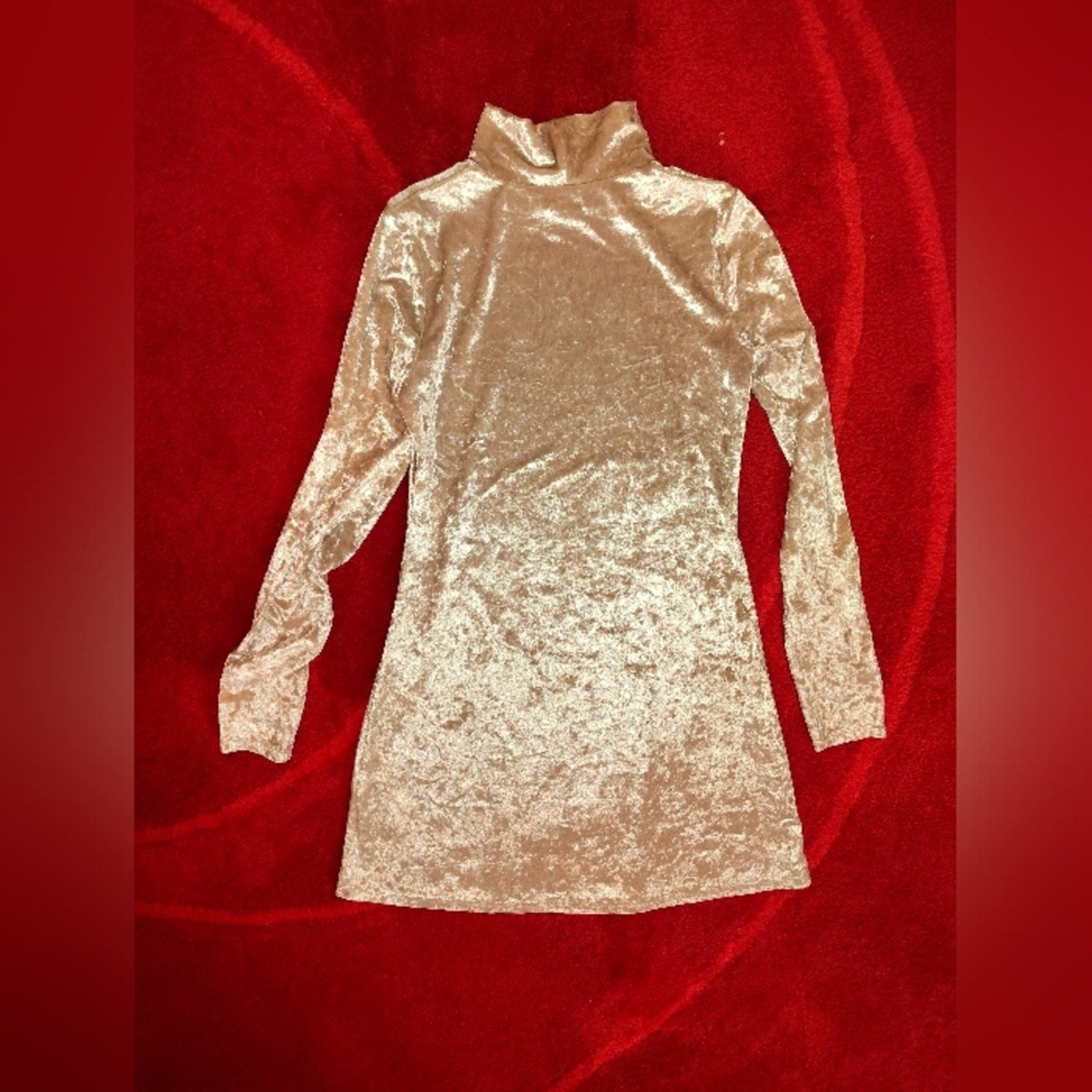 Kimchi Blue Cream Velvet Mini Turtleneck Dress M