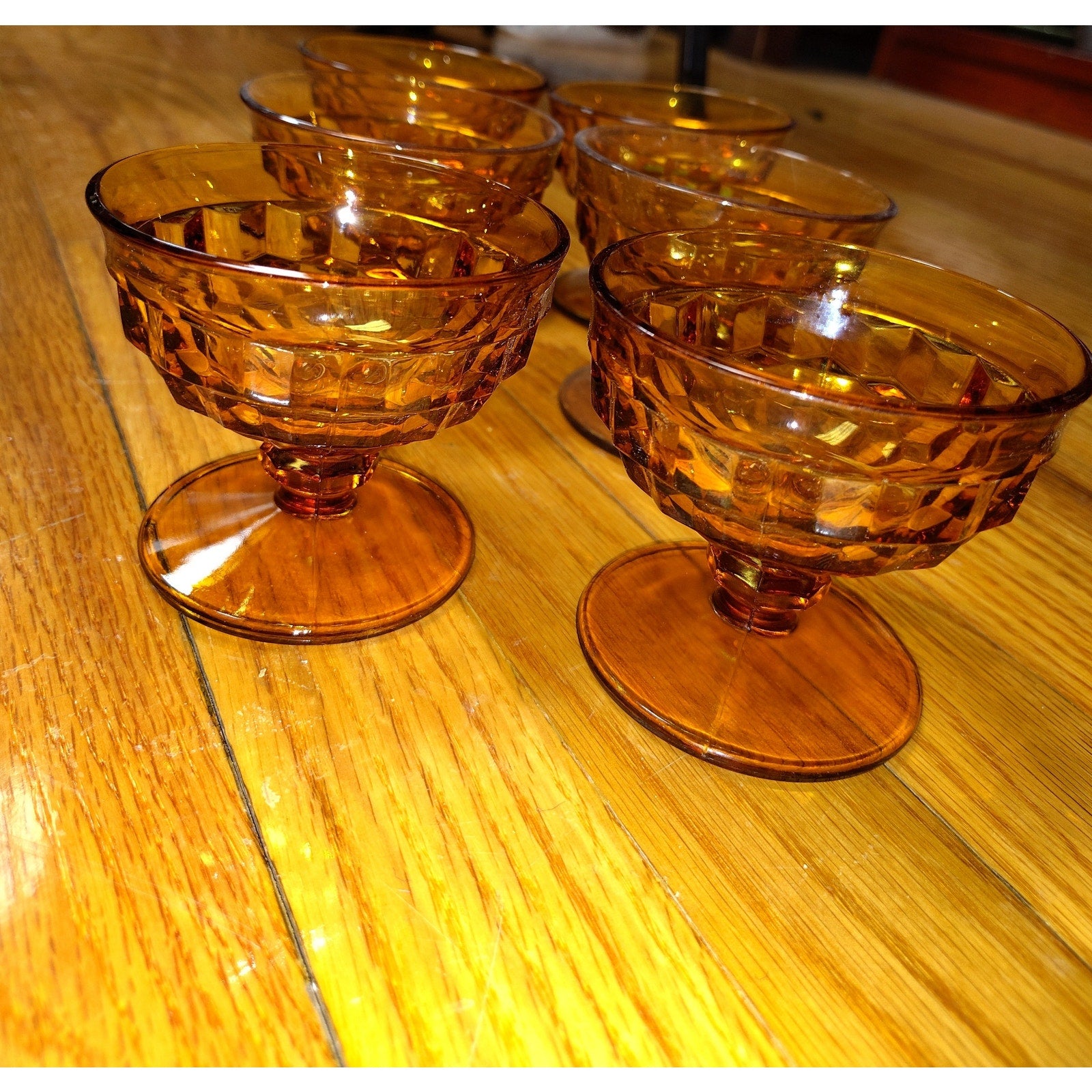 Vintage Amber Glass desert bowls 6