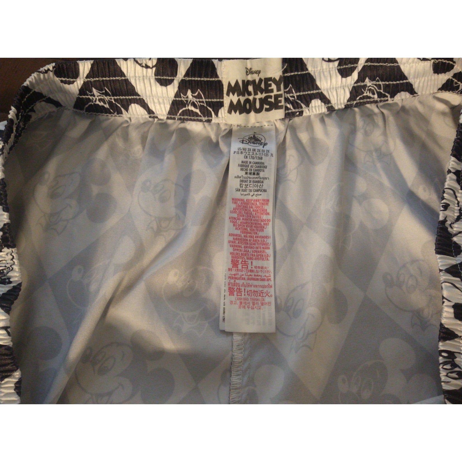 Mickey Mouse Satin B&W Boxer Style Shorts 2X