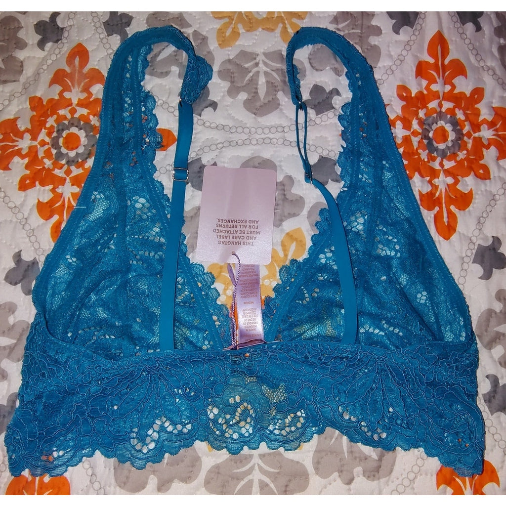 Fenty Teal Jeweled Lace Bra Sz M