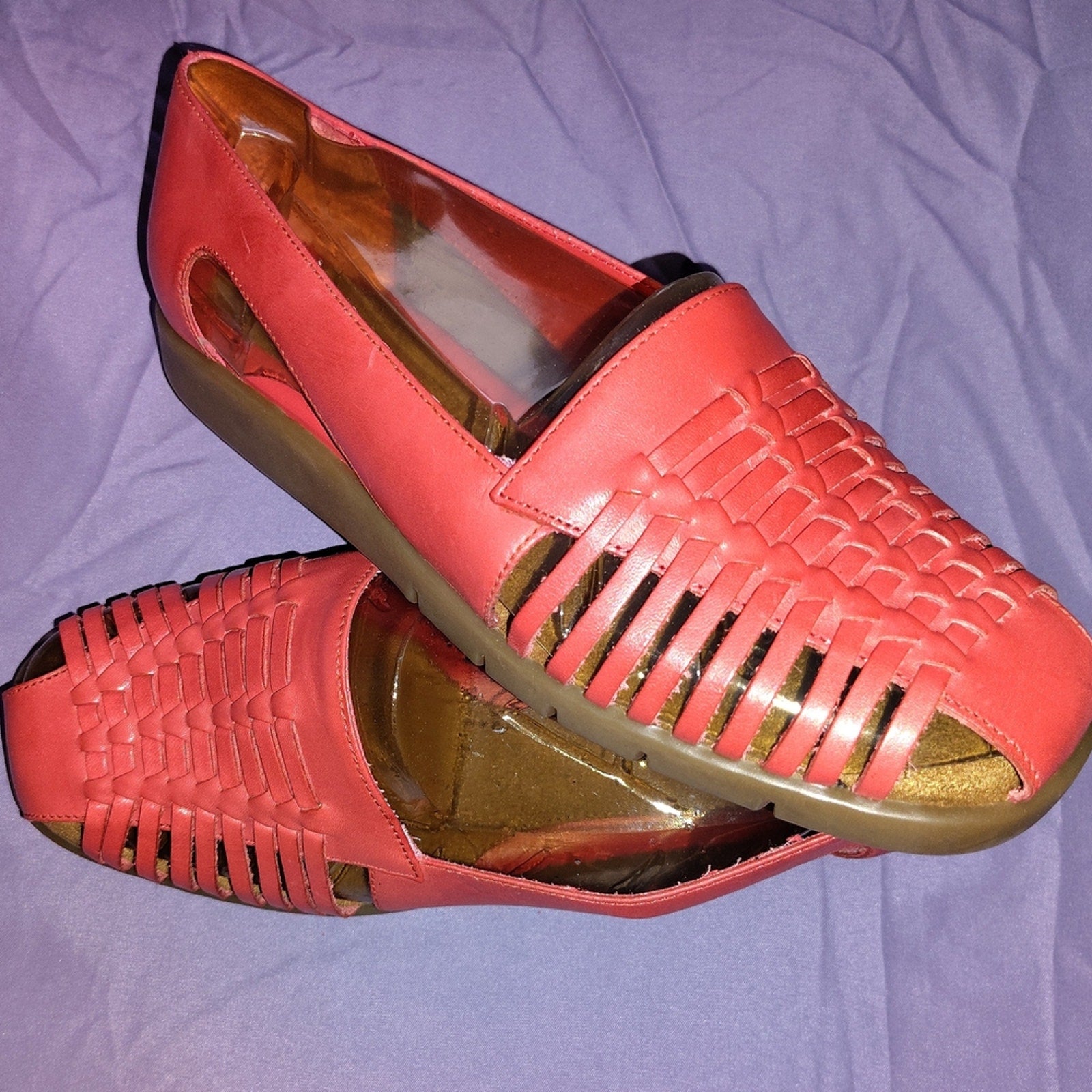AEROSOLES Red Woven Leather Flats 7W