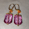 Vintage Pink & Orange Crystal Drop Earrings