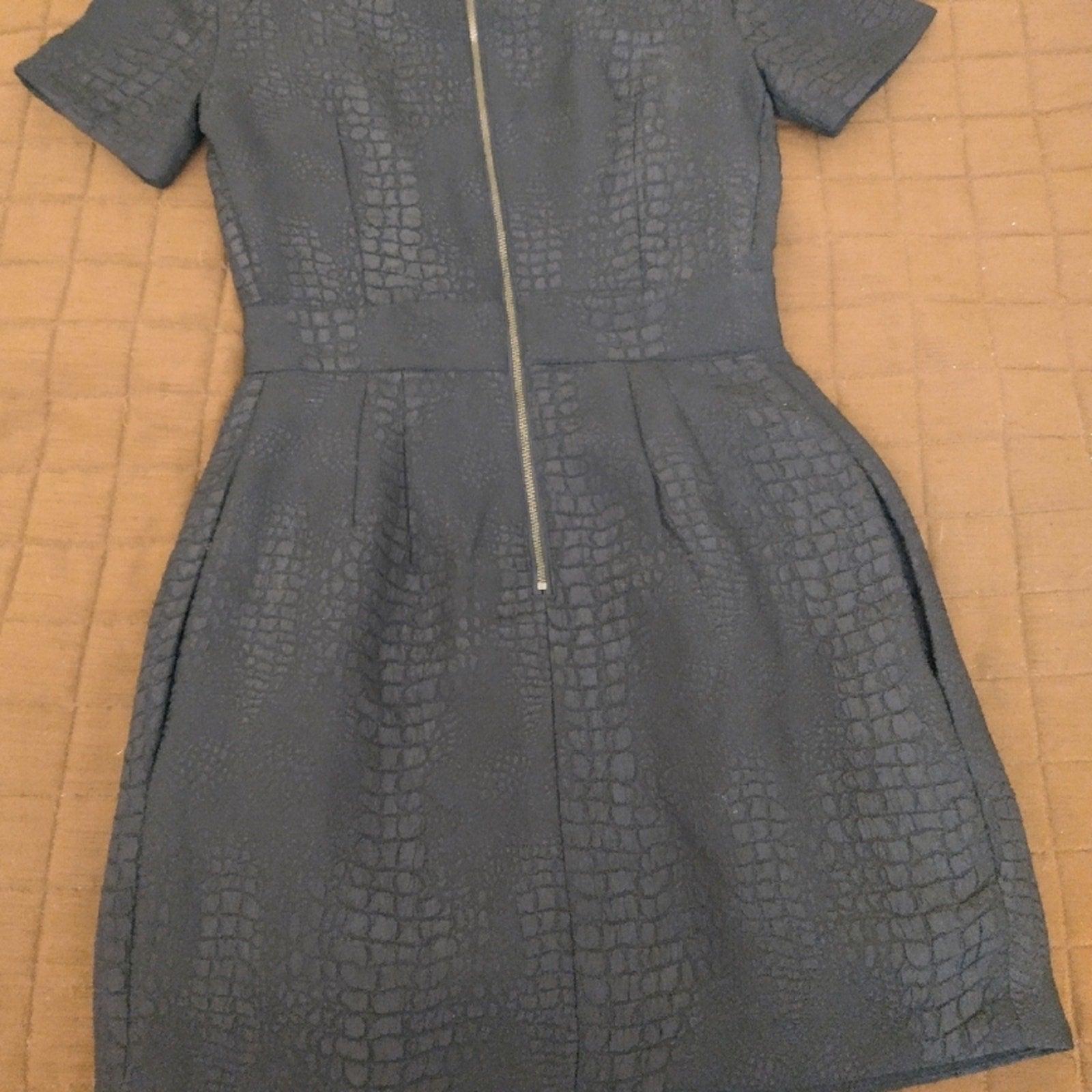 French Connection Black Textured Mini Dress Sz 8