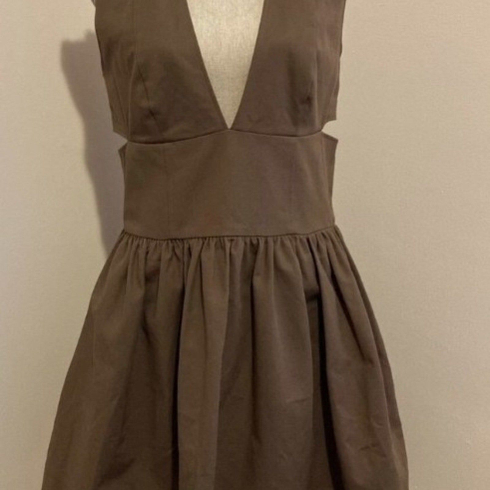 Banana Republic Anisa Deep V-Neck Brown Mini Dress Sz 14T