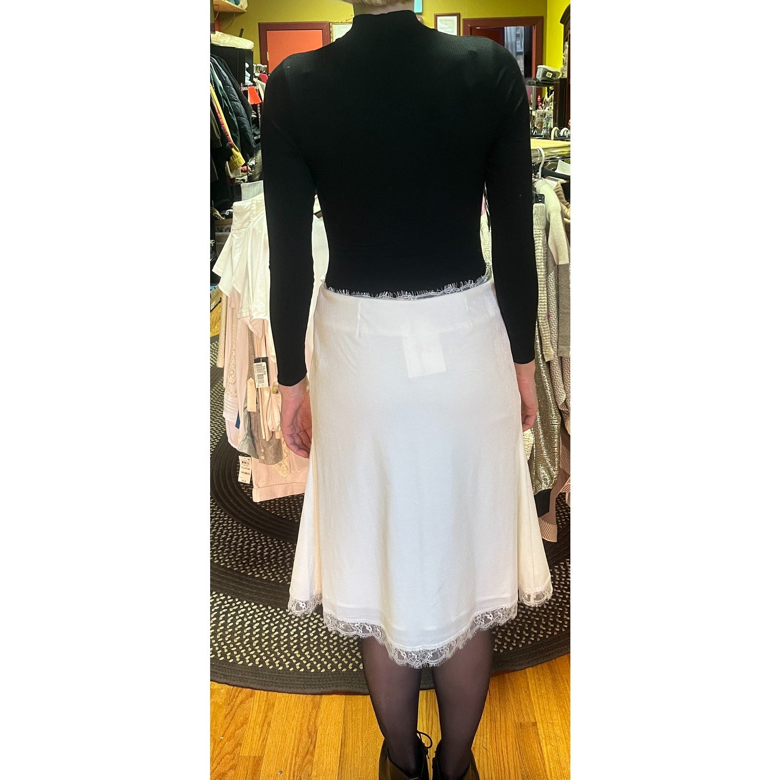 NWT Miss Circle White Velour & Lace Skirt Sz S