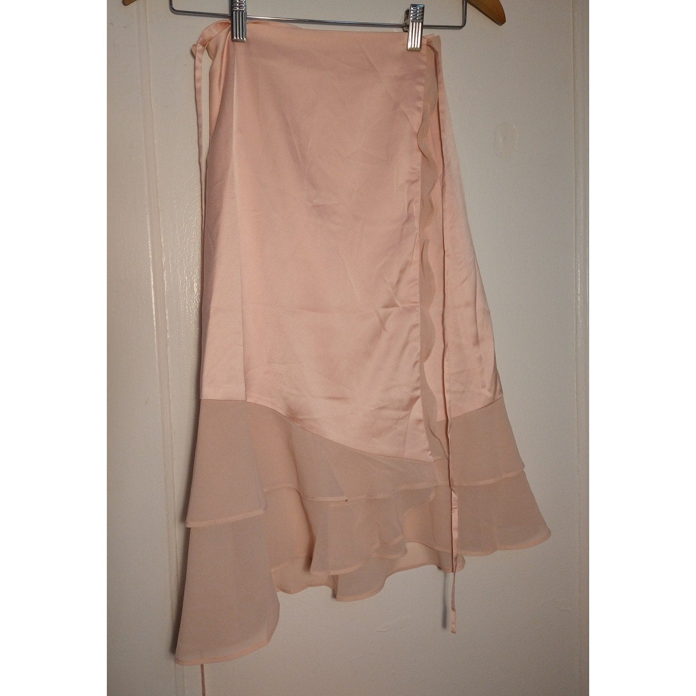 Miss Circle Pink satin & chiffon wrap skirt XXS