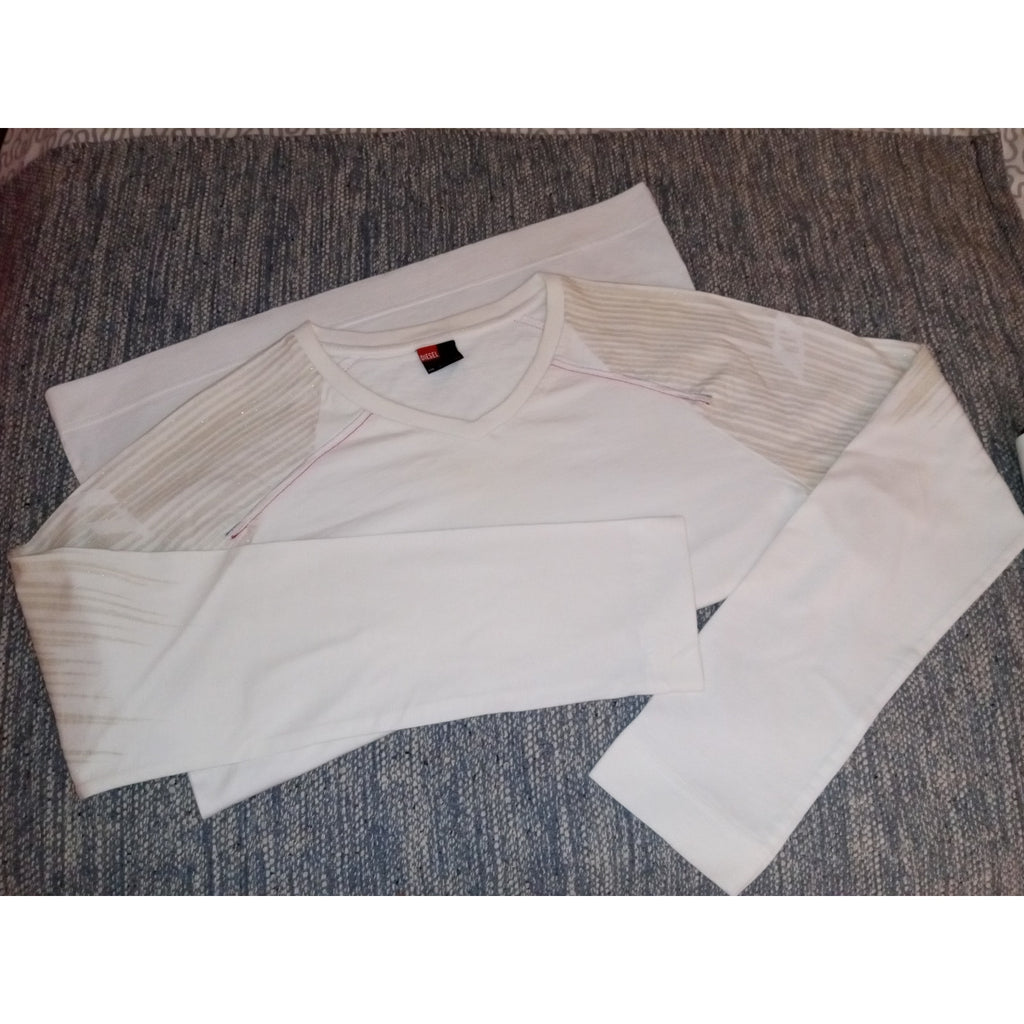 Vintage Diesel Sz L Long Sleeve White Tee