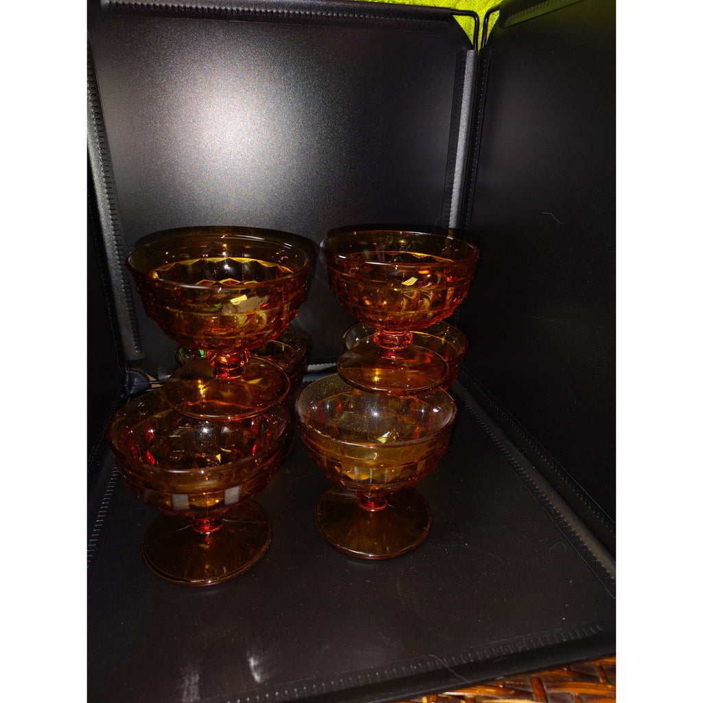 Vintage Amber Glass desert bowls 6