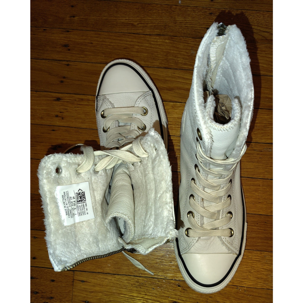 Converse Leather lined High tops w/zipper Sz 7
