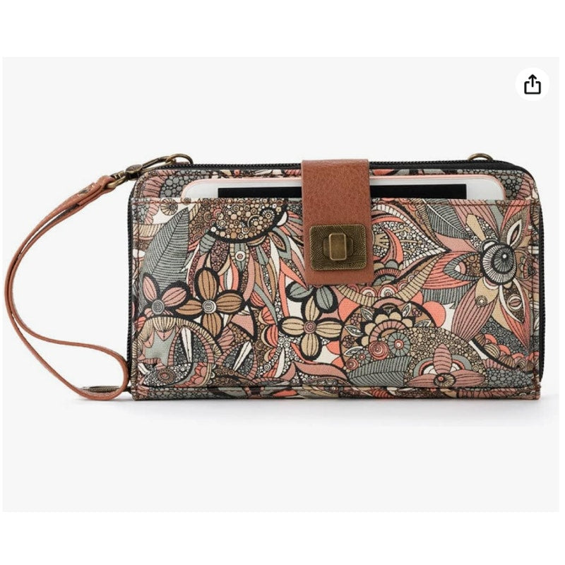 Sakroots Artists circle Lrg Smart Phone crossbody All in 1