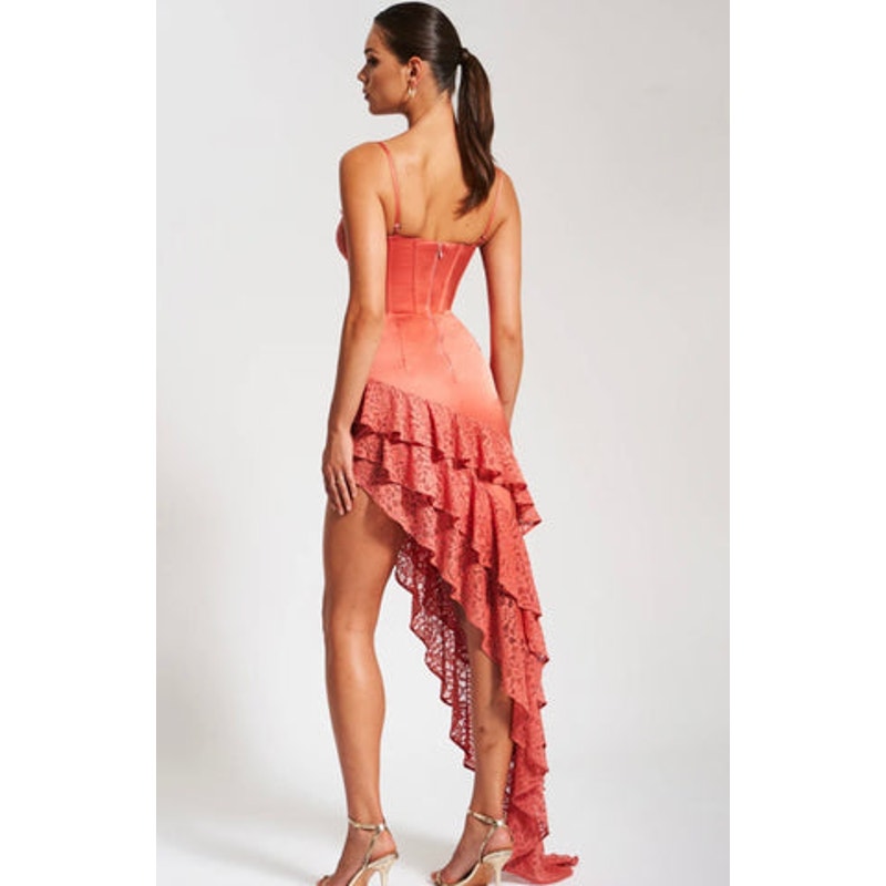 Miss Circle NWT Zaira Coral Lace Corset Dress Sz M