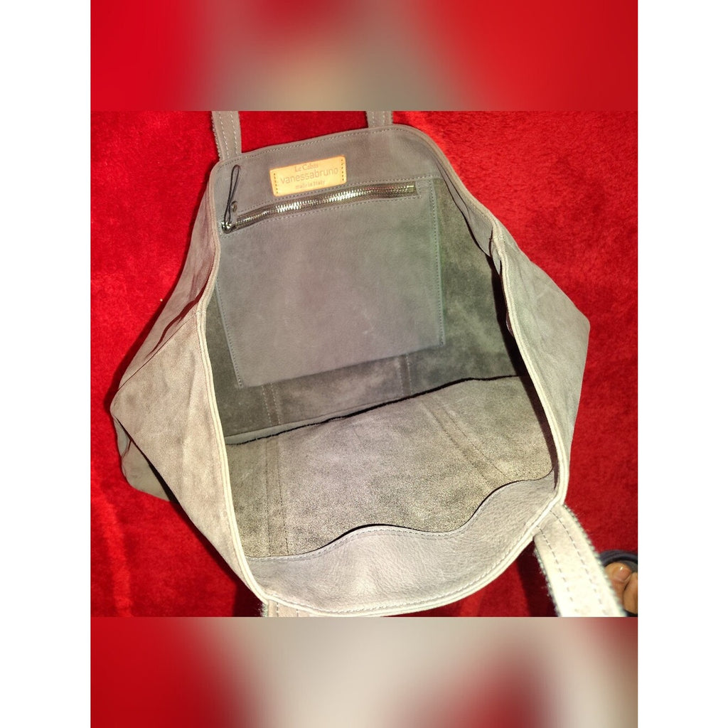 Vanessa Bruno New Leather & Sequin-Trim Tote Bag - Taupe