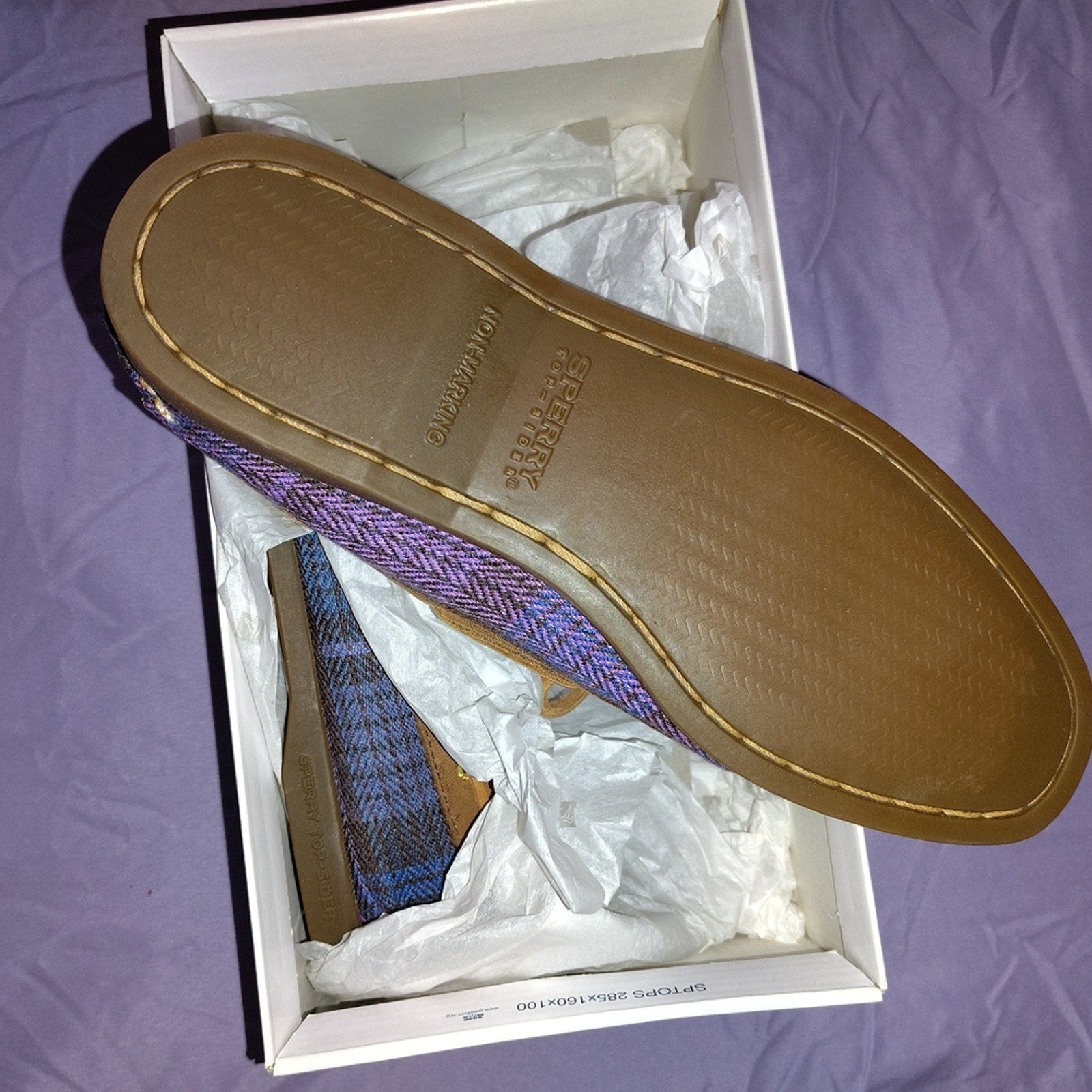 Sperry Women's Plaid Boat Shoes - Brown and Purple Sz 7.5
