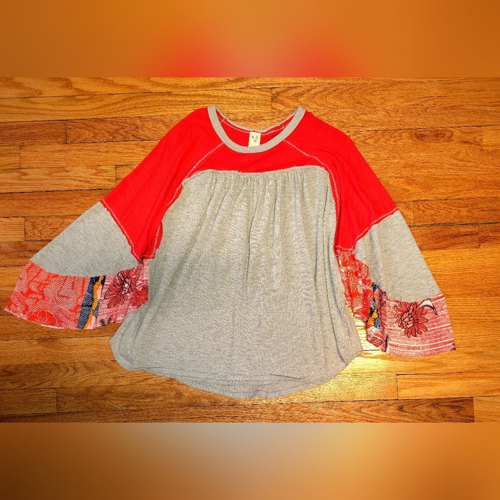 We The Free Red Top with Light Gray Trim Sz M