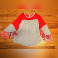 We The Free Red Top with Light Gray Trim Sz M