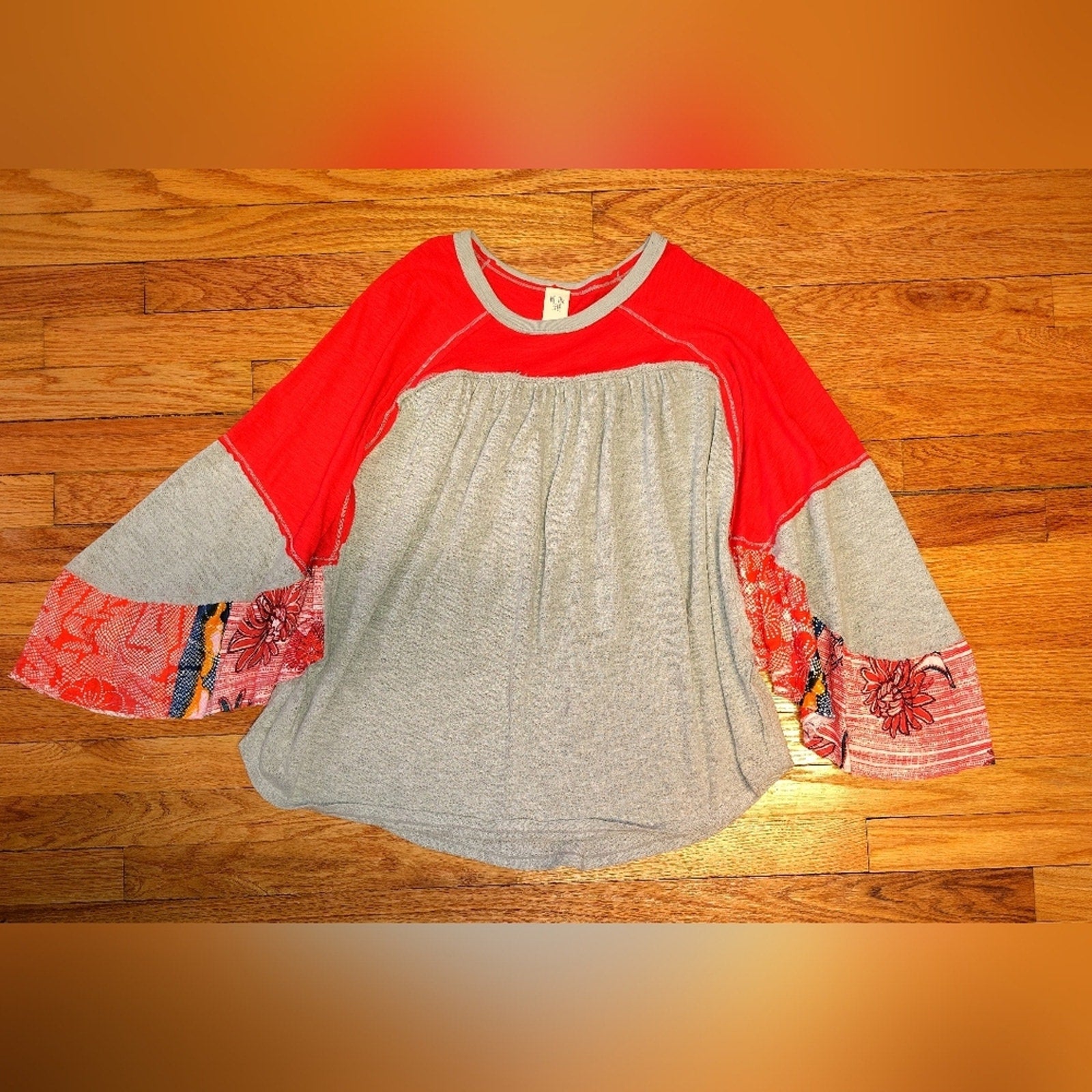 We The Free Red Top with Light Gray Trim Sz M