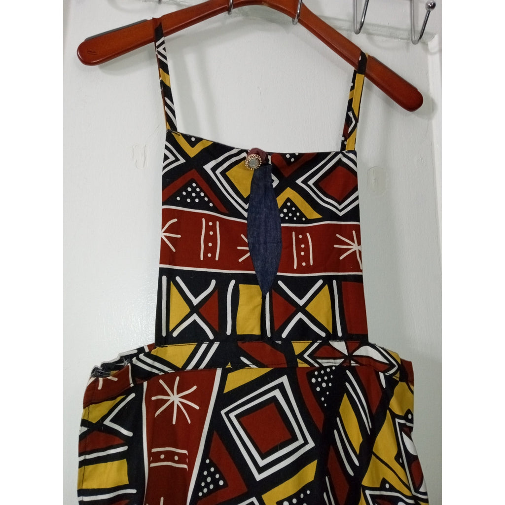 Handmade Tribal Print Smock Maxi Dress w Pockets Sz M