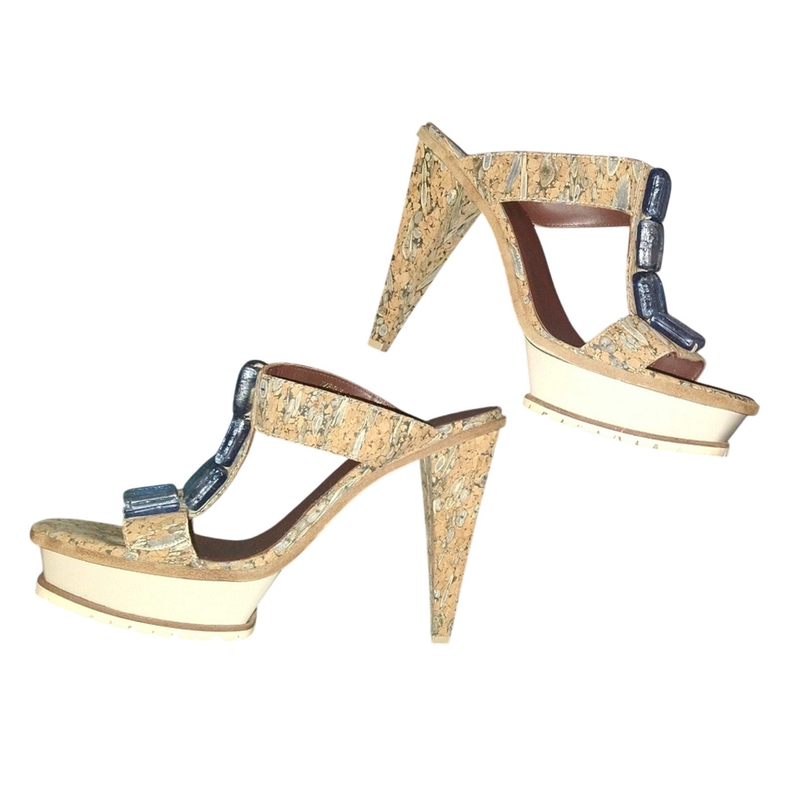 Donald Pliner New Ivree jeweled cork heels sz 9