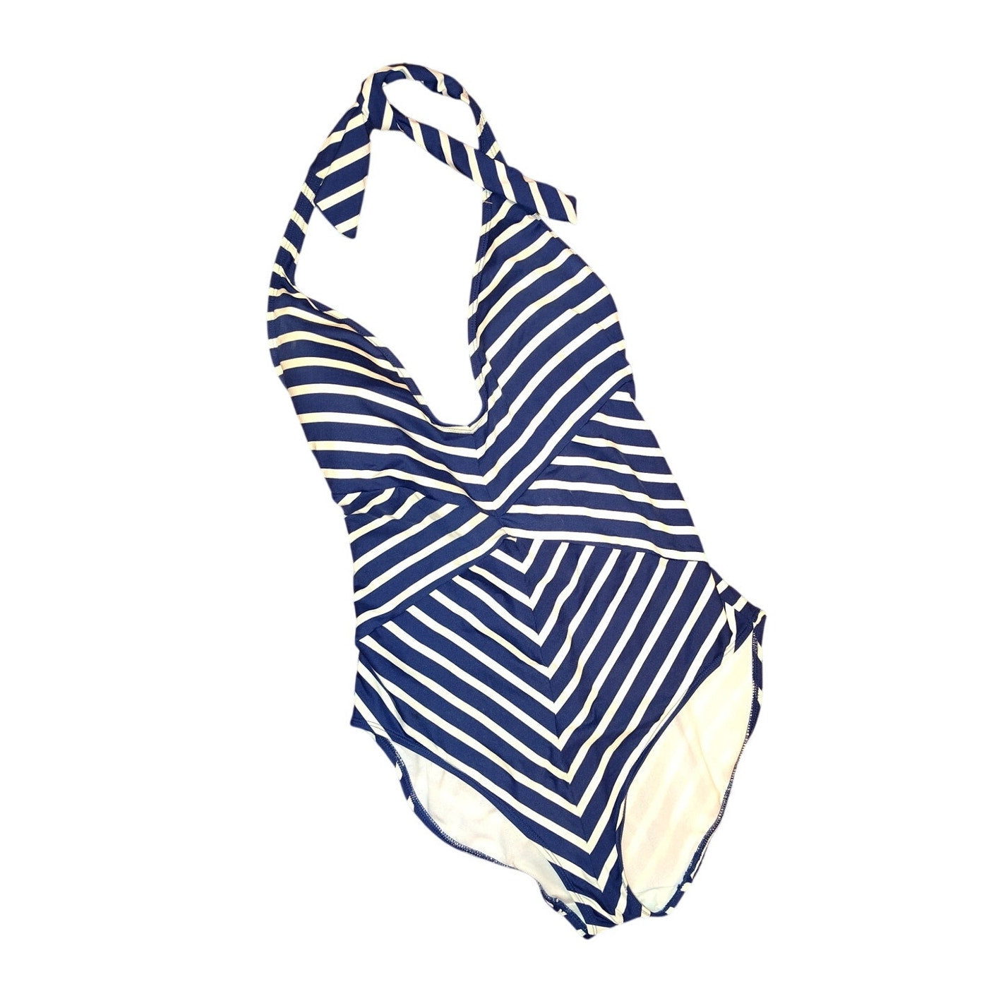 Lauren EUC Lowcut Swimsuit Blue & White Stripes SZ L
