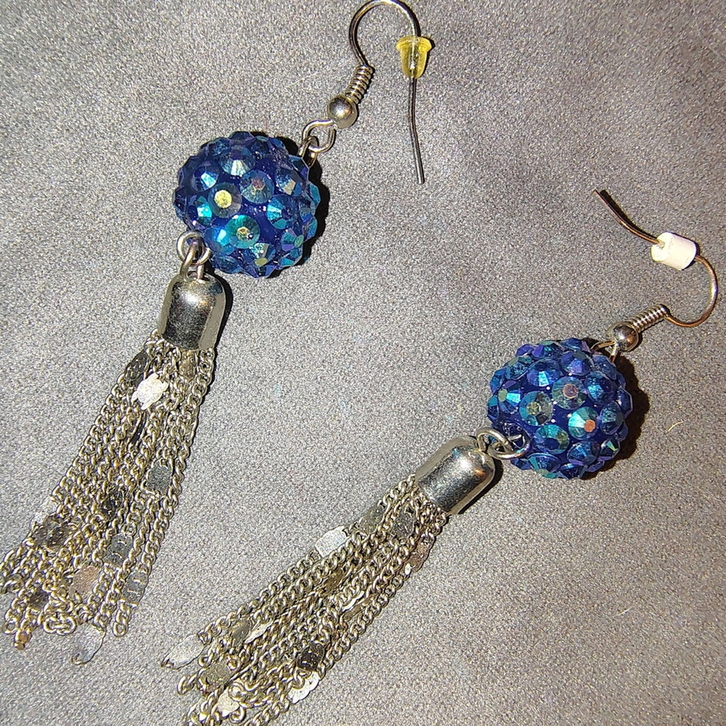 Blue and Silver Dangle Earrings