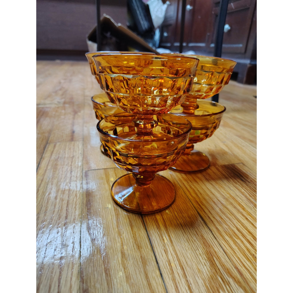 Vintage Amber Glass desert bowls 6