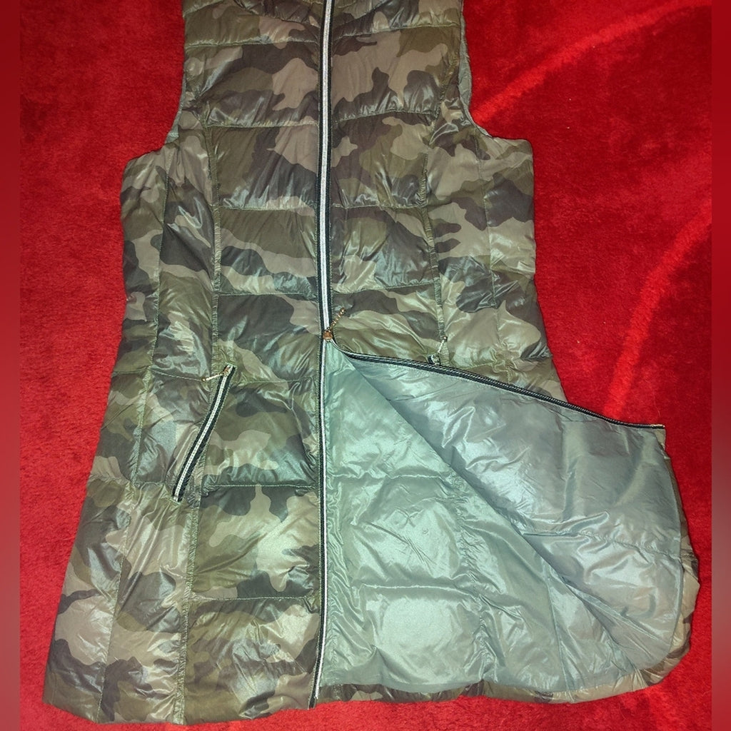 Camo Longline Down Puffer Vest Sz L