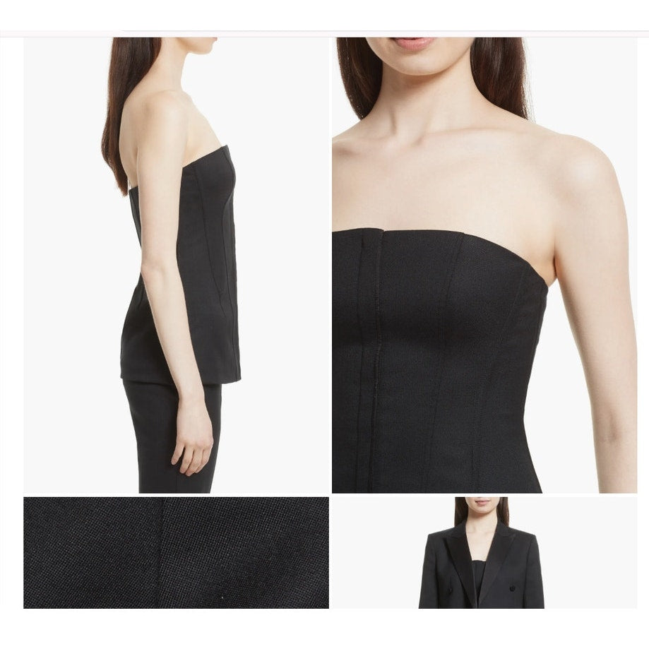 Theory Black Tuxedo Bustier Top Sz 8
