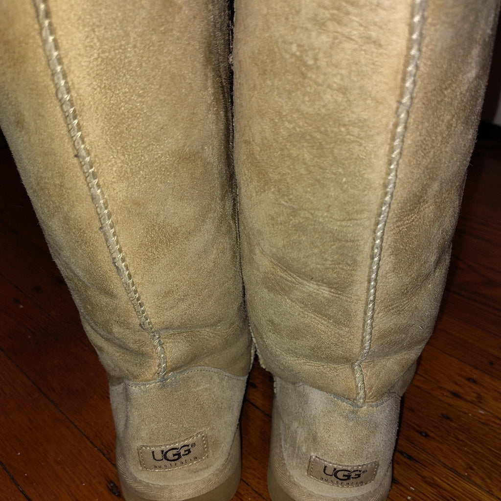 UGG Tan Winter Boots with Green Grumble Dragon Design