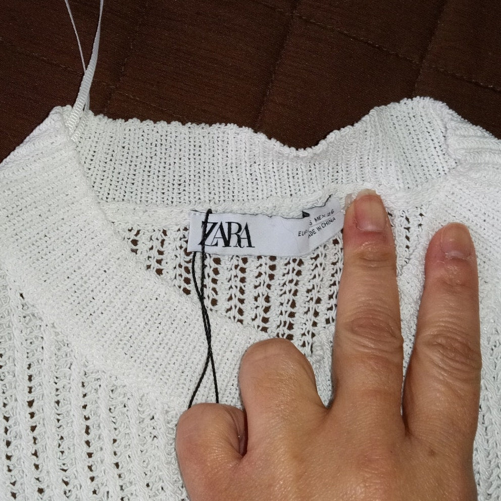 Zara sheer shirt w/ Drawstring detail S