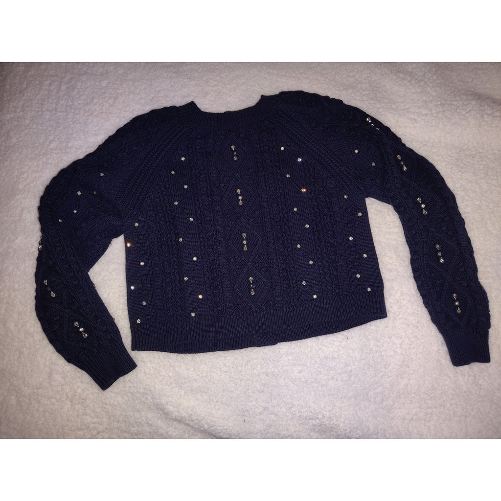 Kathie K Cableknit sweater with gorgeous rhinestone detailing!  Sz S